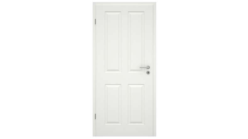 planeo Porte intérieure de style maison de campagne VELA Casa 4F laque blanche 9010 chant arrondi | laqué - 1985 x 610|735|860|985 mm
