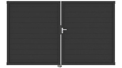 planeo Gardence Metallic - Porte aluminium DIN droite 2 vantaux Anthracite avec cadre en aluminium Anthracite