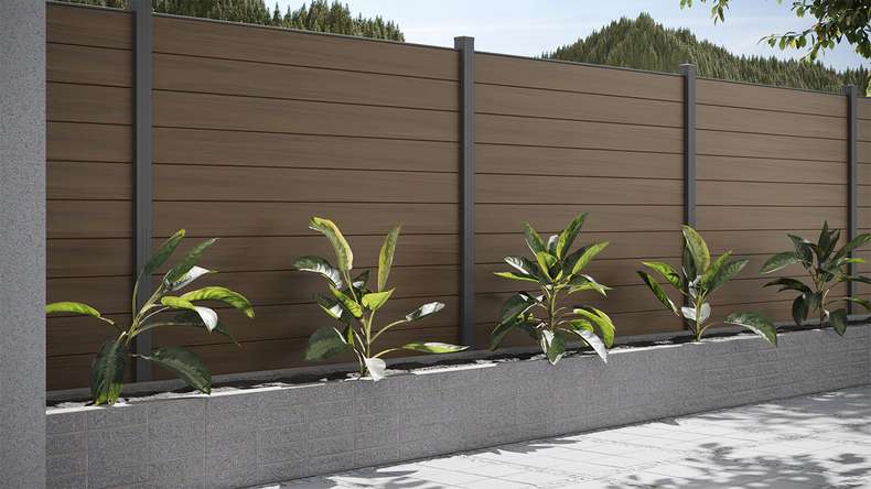planeo Gardence Strong - Clôture composite Carré noyer
