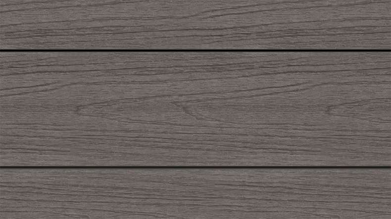 planeo WOODLine Nature - Lame de terrasse WPC CoEx enrobée chambre creuse - gris foncé 3m structuré/lisse brossé