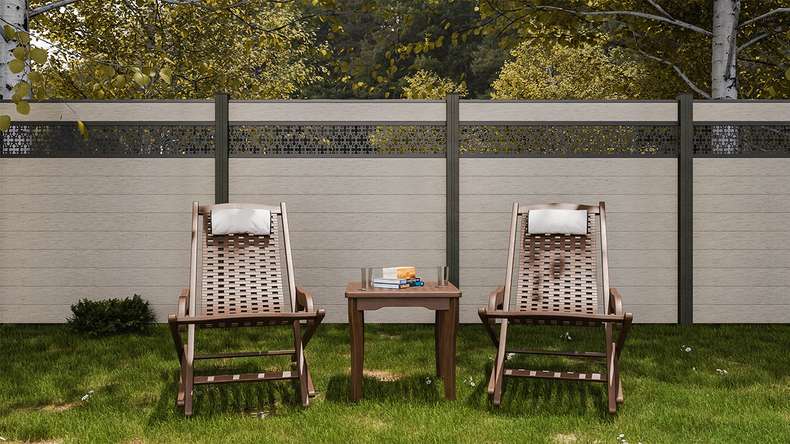 planeo Gardence Strong - Clôture à emboîter BPC Oriental Bi-Color Sand 180 x 180 cm