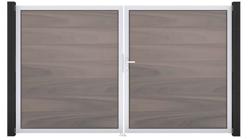 planeo Gardence Strong XL - Porte composite DIN droite 2 vantaux bicolore co-ex avec cadre en aluminium argenté