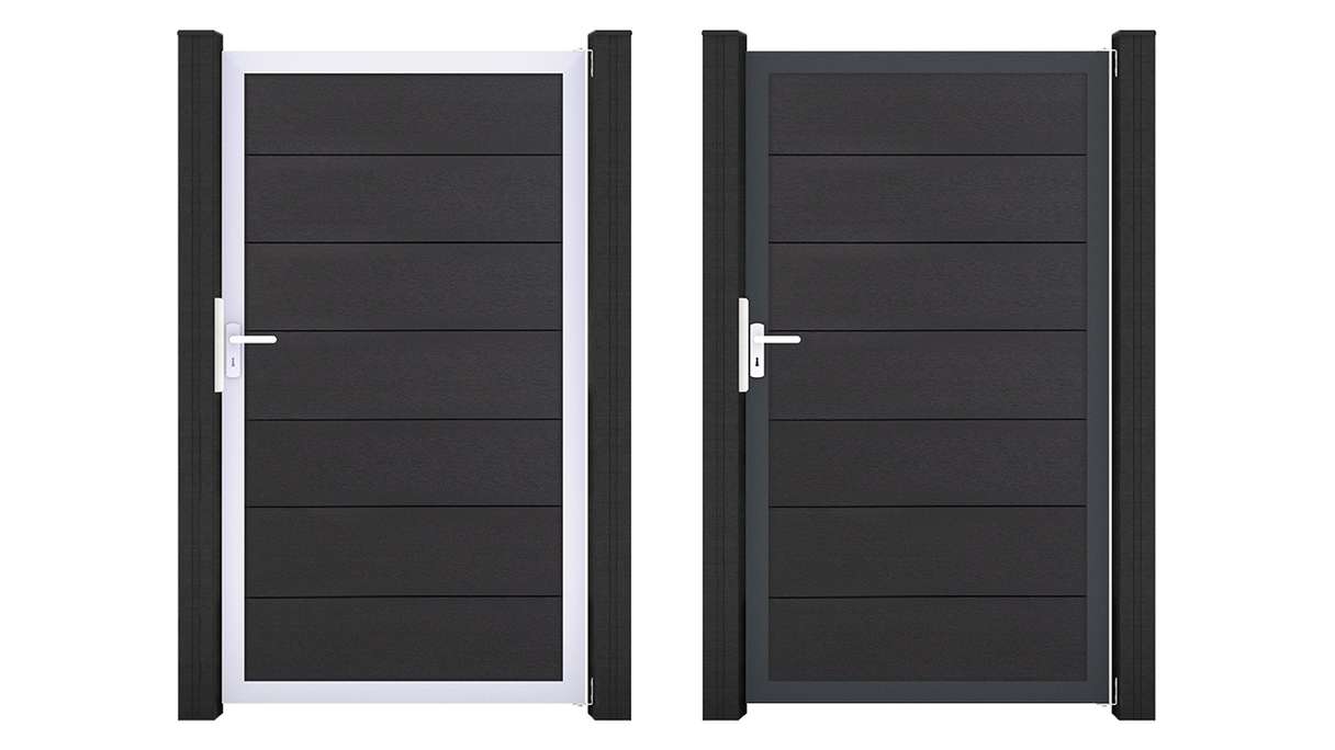 planeo Gardence Strong XL - Portail universel BPC gris anthracite avec cadre en aluminium 100 x 180 x 4 cm