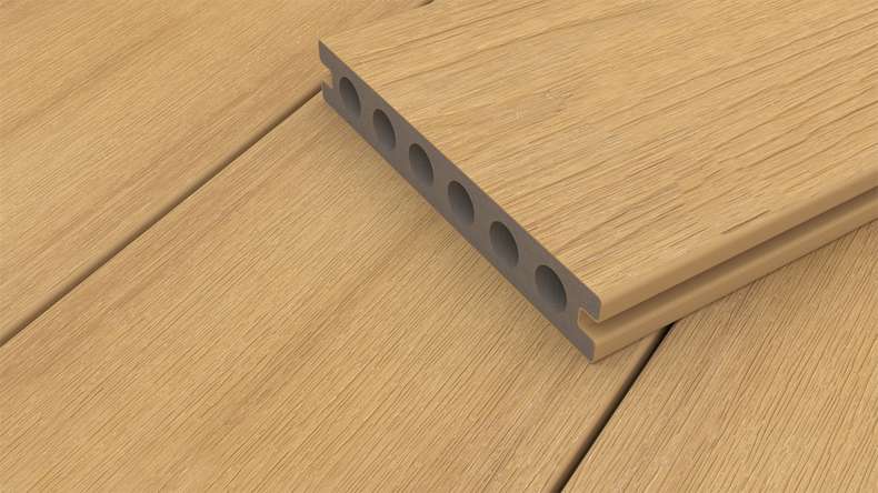 planeo WOODLine Nature - Lame de terrasse WPC CoEx enrobée chambre creuse - sable 3m structuré/lisse brossé