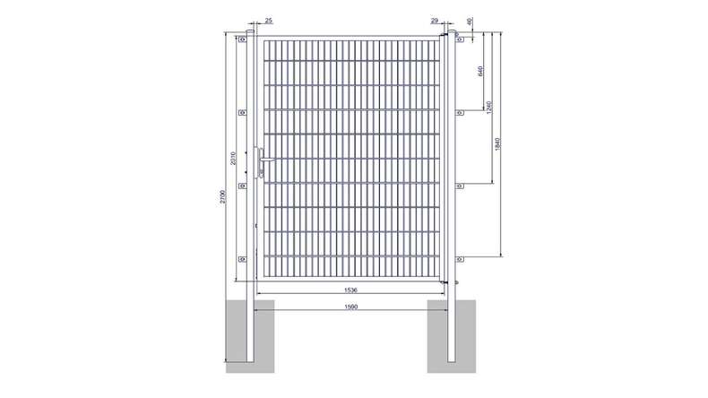 Porte universelle moyenne 1 vantail anthracite H 2000 x L 1590 mm poteaux de porte inclus