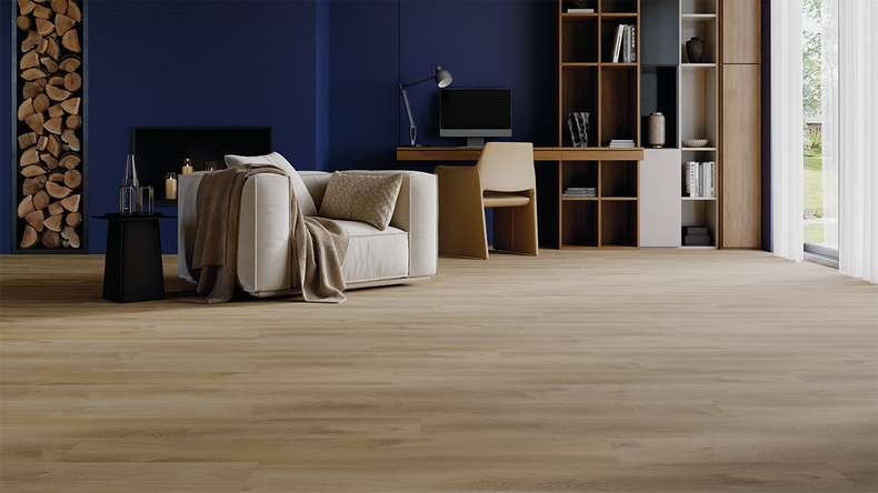 planeo Vinyle à clic rigide - HOMEtec Basic 30 IXPE Sunlit Amber Oak | Isolation phonique intégrée (RP-E30-5)