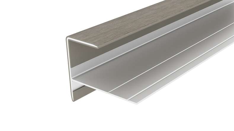 planeo LINEA - Profilé d'extrémité en aluminium CoEx, gris clair, 3000 x 74 x 61 mm