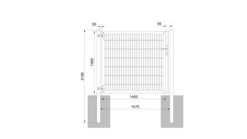 Porte universelle lourde 1 vantail anthracite H 1400 x L 1575 mm poteaux de porte inclus