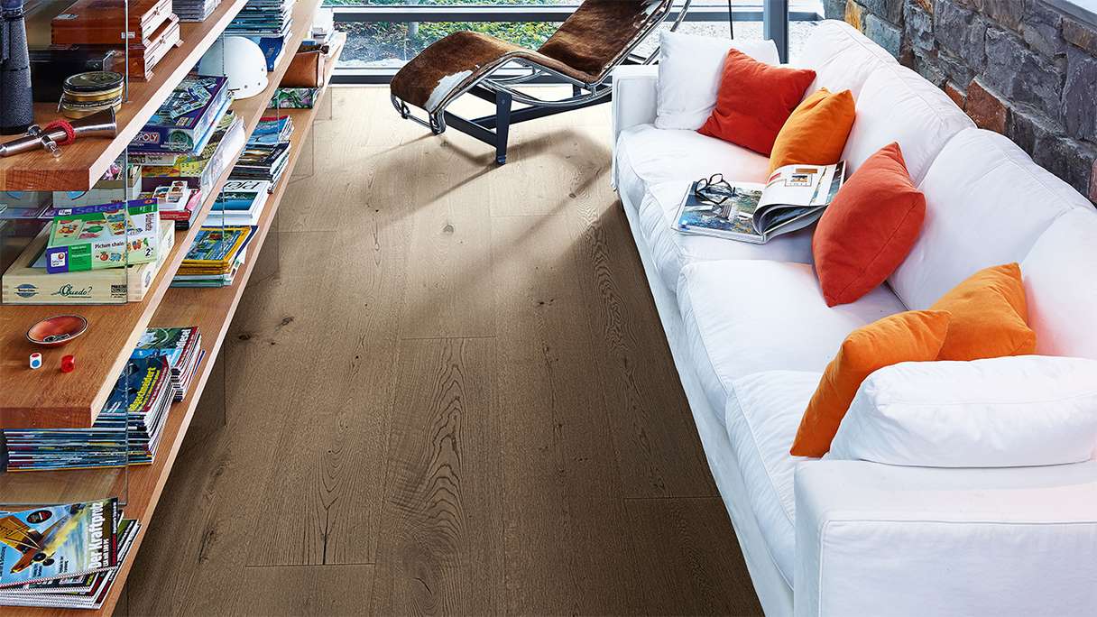 Sol en bois MEISTER Lindura HD 400 - 08901 Chêne authentique gris argile huilé naturel 2200 x 270 x 11 mm (500213-2200270-08901)