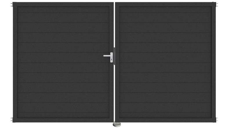 planeo Gardence Metallic - Porte aluminium DIN gauche 2 vantaux Anthracite avec cadre en aluminium Anthracite