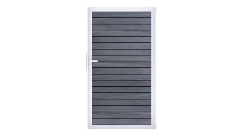 planeo Gardence Trendy - Porte composite universelle en rhombe - gris pierre co-extrudé avec cadre aluminium