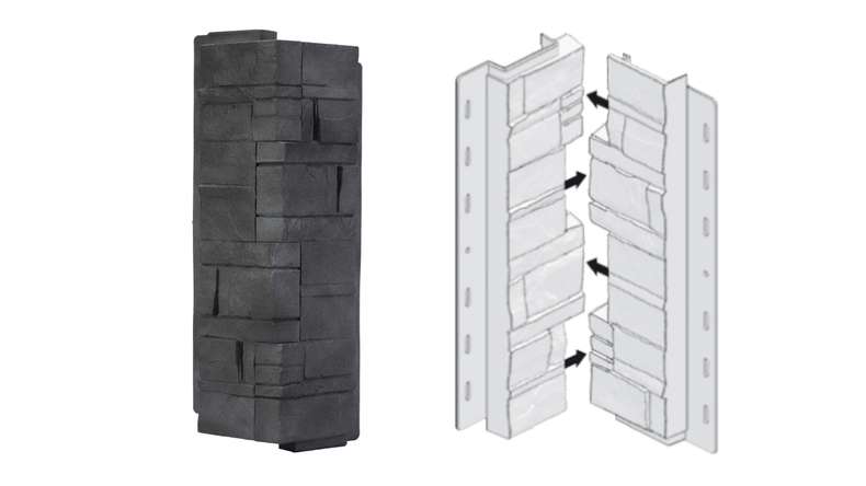 planeo angles de façade pierre stratifiée Anthracite - 406 x 149 mm