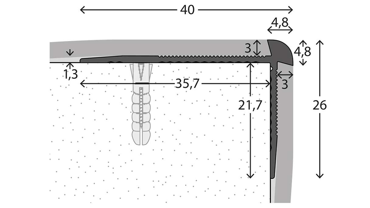 planeo Profilé pour nez de marche 781 - 250 cm