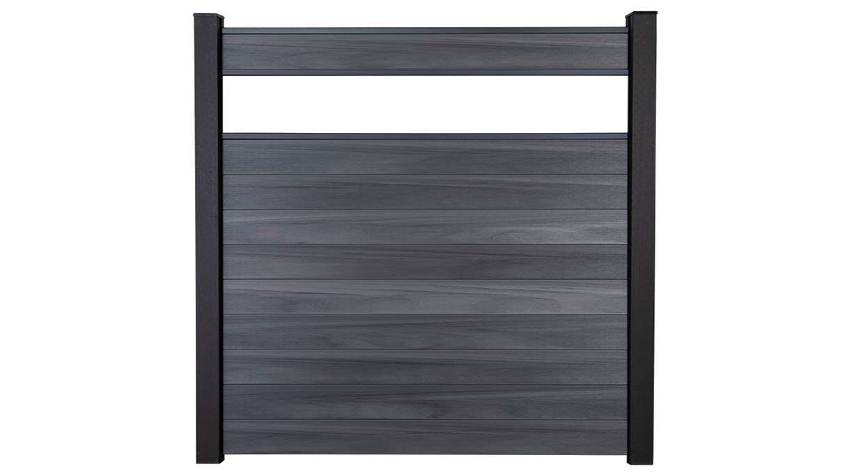 planeo Gardence Strong - Clôture à emboîter BPC verre satiné gris pierre co-ex 180 x 180 cm