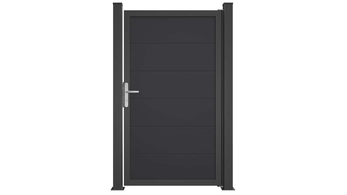 planeo Gardence Simply Guard - Porte universelle en PVC gris anthracite avec cadre en aluminium anthracite | DB703 100 x 180 cm
