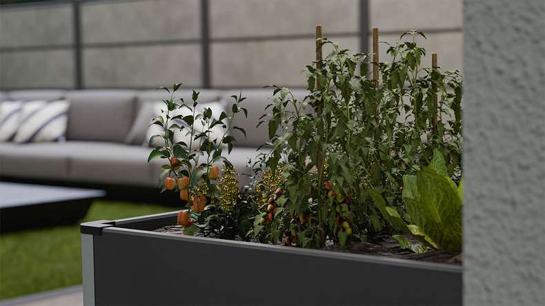 planeo Bac à plantes surélevé BPC Cube - Anthracite | DB703 70 x 70 x 75 cm