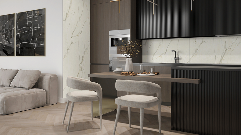 Revêtement mural SPC planeo - CeraRock Tile Carrara Marble XL 280 x 117,5 cm