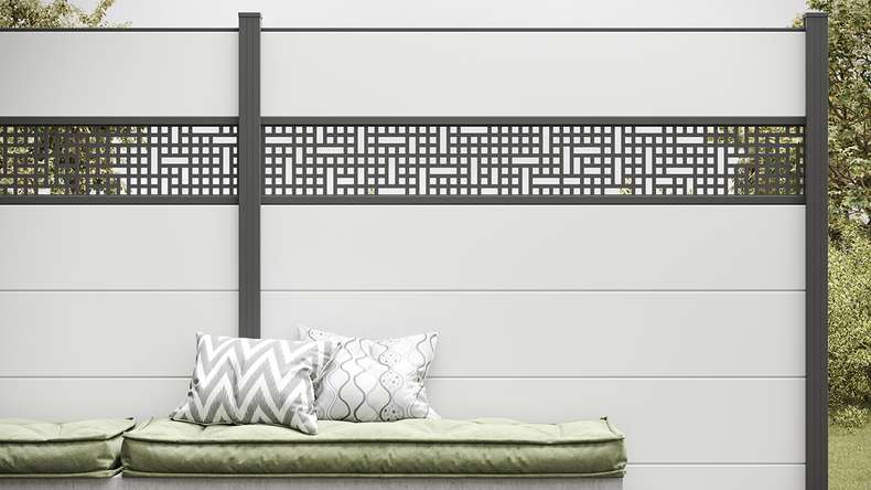 planeo Gardence Simply - Clôture PVC à emboîter Carré blanc 180 x 180 cm