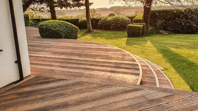 planeo Authoria PureBoard Plancher de terrasse massif - Chêne brun antique 3.6m structuré