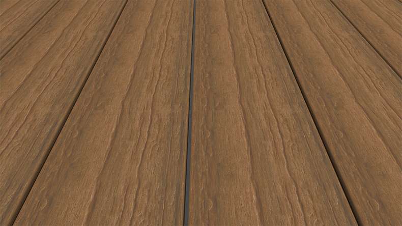 planeo ANTIKWoodline - Lame de terrasse massif en WPC CoEx - Teck de Birmanie 3 m - rustique/brossé lisse