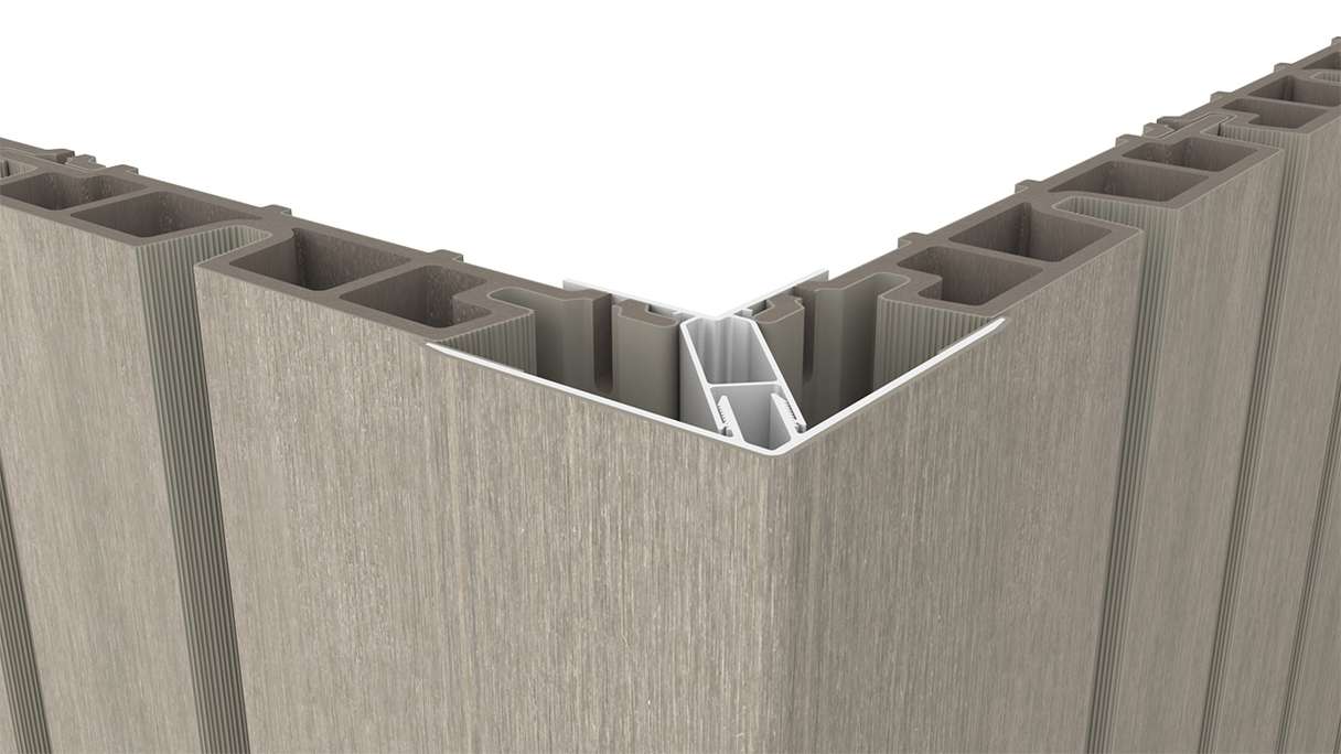 planeo LINEA - Profilé d'angle extérieur en aluminium CoEx, gris clair, 3000 x 66 x 66 mm