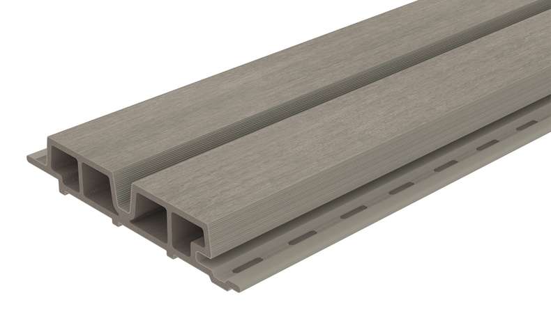 planeo LINEA Wide - Bardage de façade en WPC CoEx, gris clair, 2900 x 181 mm