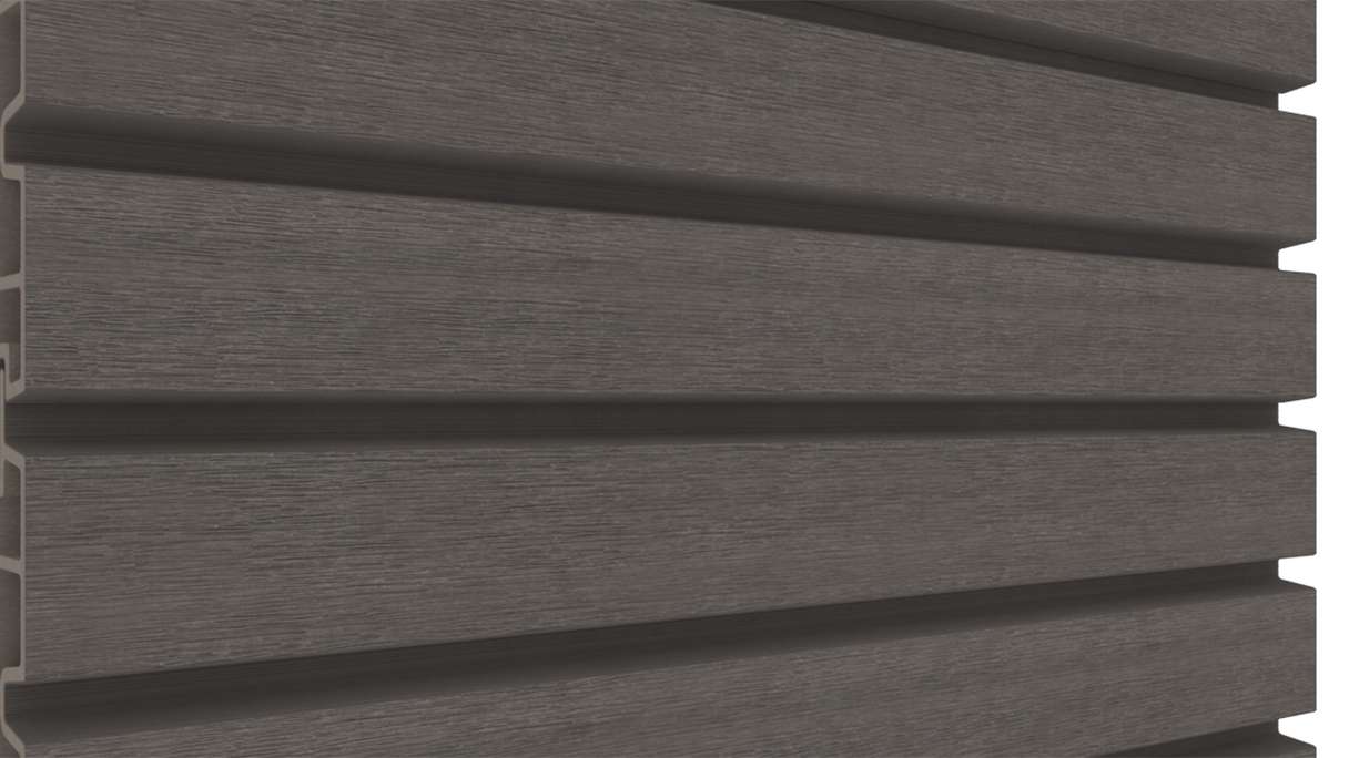 planeo LINEA Wide - Bardage de façade en WPC CoEx, gris foncé, 2900 x 181 mm
