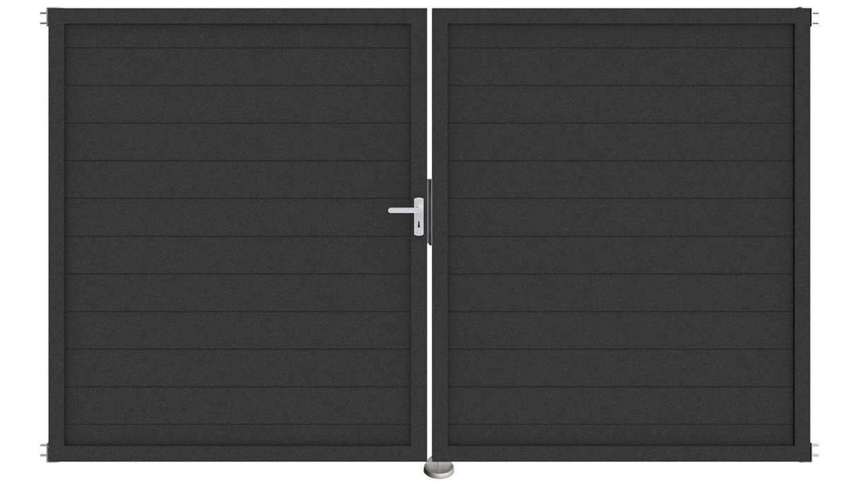 planeo Gardence Metallic - Porte aluminium DIN gauche 2 vantaux Anthracite avec cadre en aluminium Anthracite