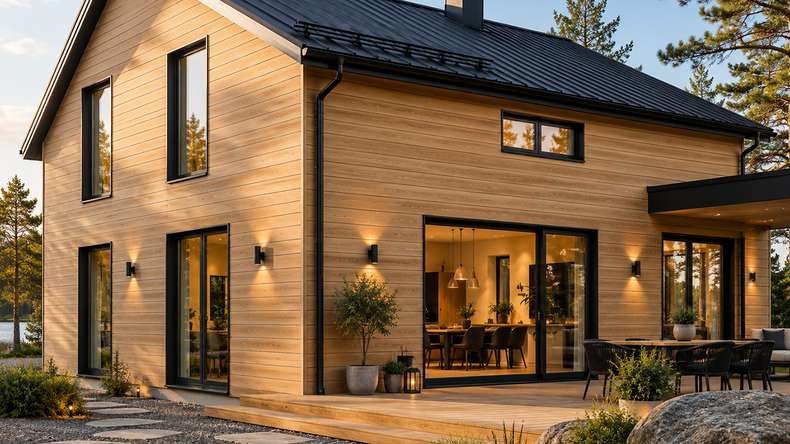 planeo NOVA - Panneau de façade WPC CoEx Classic, couleur sable, 2,90 m