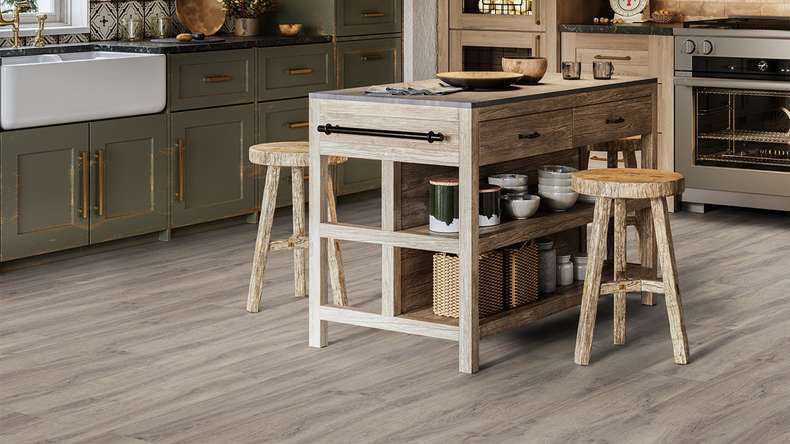 Gerflor Sol PVC clipsable - Virtuo 30 Rigid Acoustic Baita Taupe | isolation phonique intégrée (39141026)