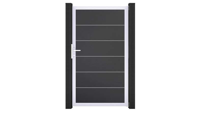 planeo Gardence Simply Premium - Porte universelle en PVC anthracite avec cadre en aluminium argenté | EV1 100 x 180 cm