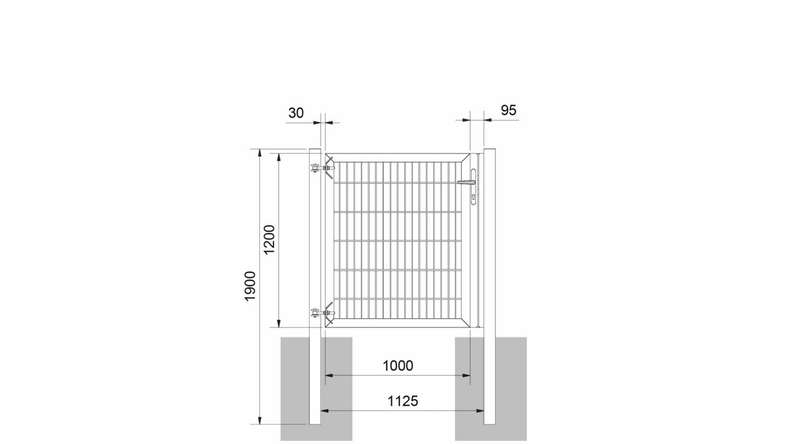 Porte universelle lourde 1 vantail anthracite H 1200 x L 1125 mm poteaux de porte inclus