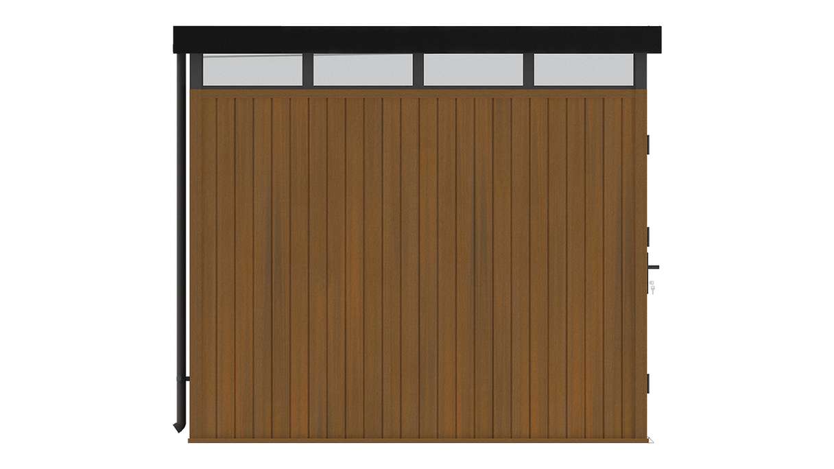 Abri de jardin planeo WPC CoEx à toit plat, modèle M - Teck de Birmanie, 250 x 250 x 226,5 cm