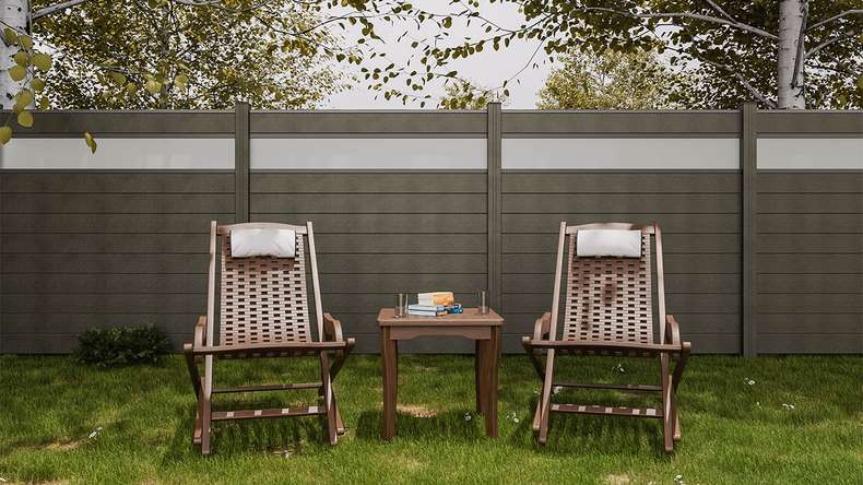 planeo Gardence Strong - Clôture à emboîter BPC verre satiné gris anthracite 180 x 180 cm