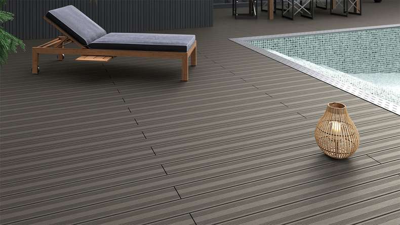 planeo SolidWood WPC Lame de terrasse massive - gris clair 3.6m français/structuré