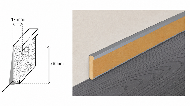 Plinthe universelle planeo 13 x 58 mm - 10 pièces