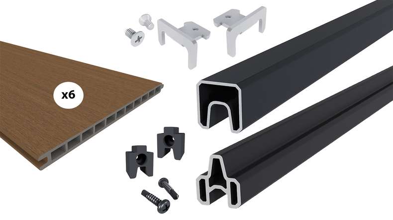 planeo INFINITY XL-Board - WPC CoEx Clôture à emboîter Burma Teck 176 x 183
