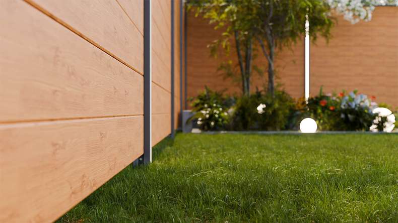 planeo Gardence Simply Small - Clôture PVC à emboîter chêne cendré naturel 180 x 180 cm