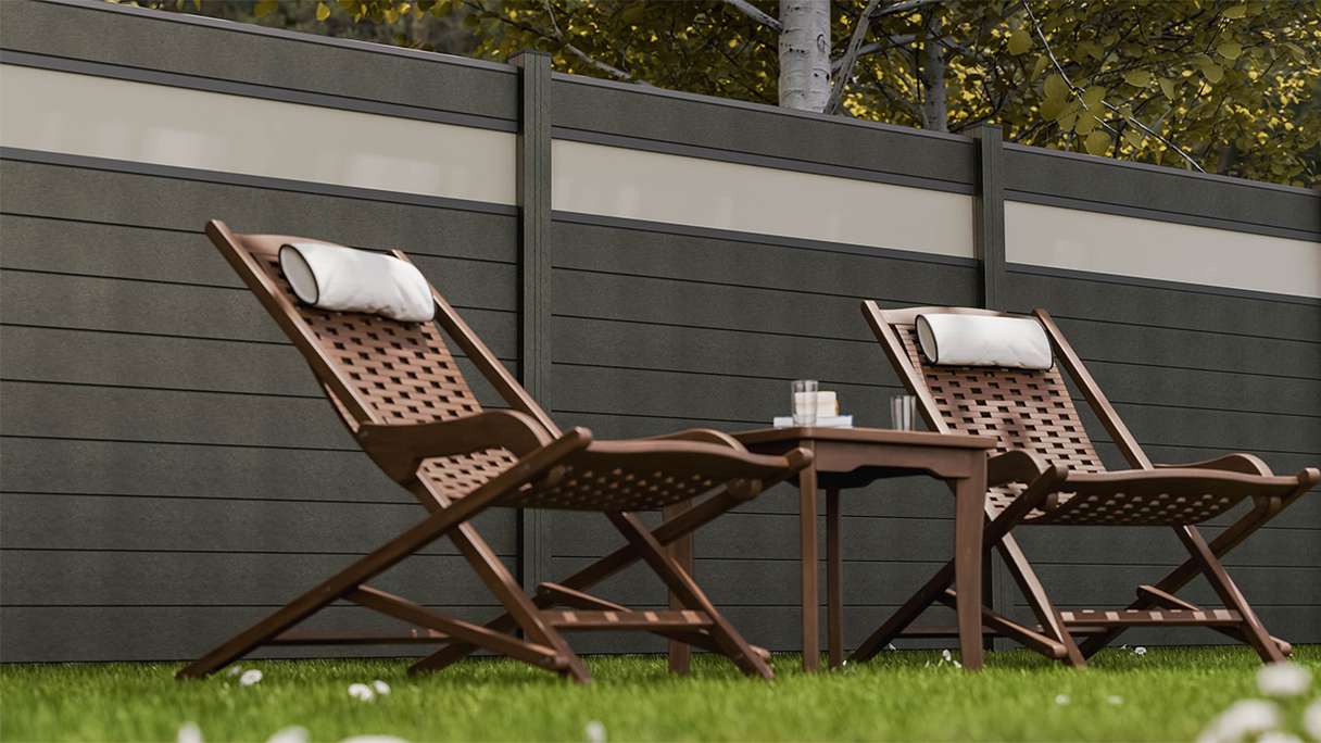planeo Gardence Strong - Clôture à emboîter BPC verre satiné gris anthracite 180 x 180 cm