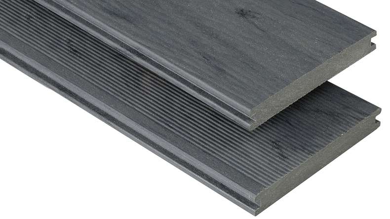 planeo terrasse composite - lame massive chêne fumé gaufré/strié - 1m à 6m