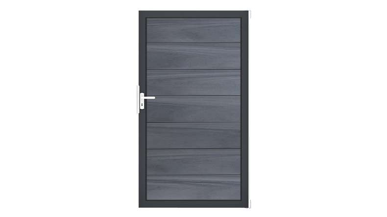 planeo Gardence Strong XL - Porte universelle composite gris pierre avec cadre aluminium Anthracite
