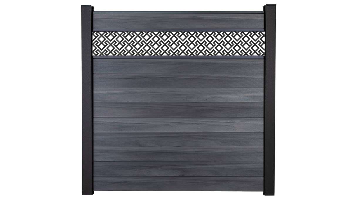 planeo Gardence Strong - Clôture à emboîter BPC Abstract gris pierre co-ex 180 x 180 cm