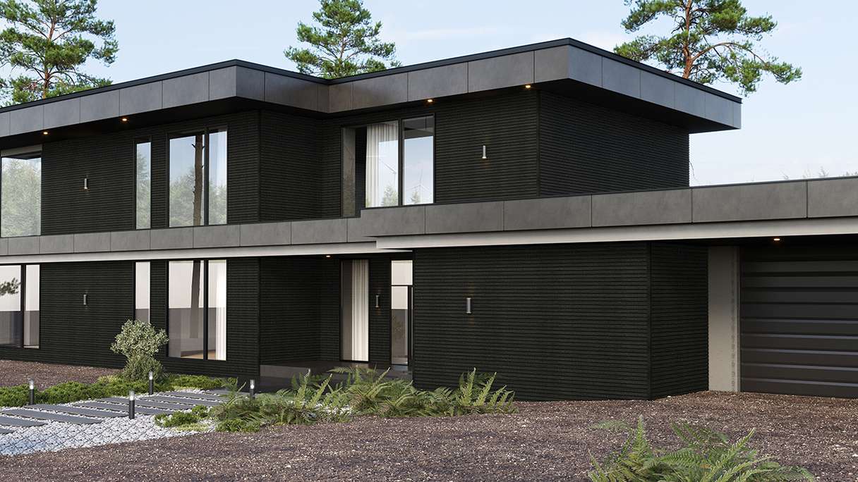 planeo LINEA Wide - Revêtement de façade en WPC CoEx, noir, 2900 x 181 mm