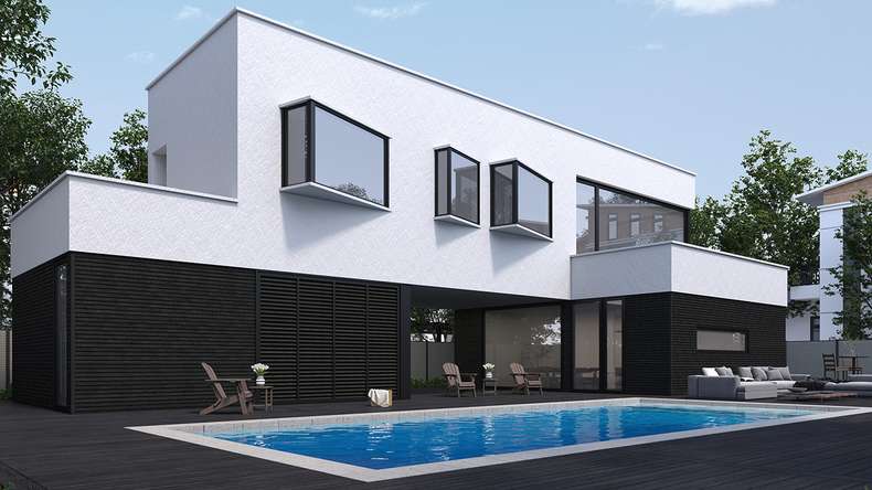 planeo LINEA Slim - Bardage de façade en WPC CoEx noir 2900 x 215 mm