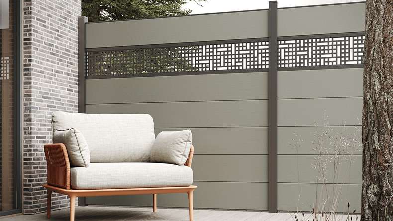 planeo Gardence Strong XL - Clôture composite à emboîter gris