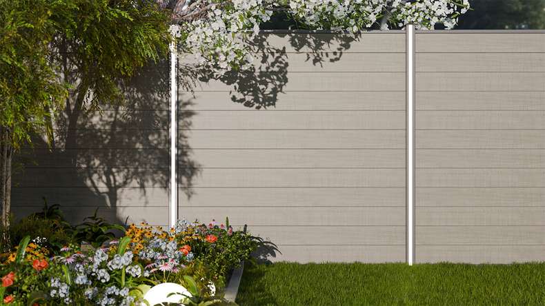 planeo Gardence Simply Small - Clôture PVC à emboîter Grey Ash Cut 180 x 180 cm