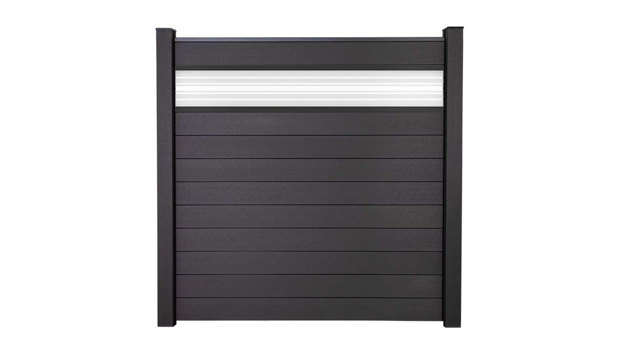 planeo Gardence Strong - Clôture composite Cache design verre30 Gris Anthracite