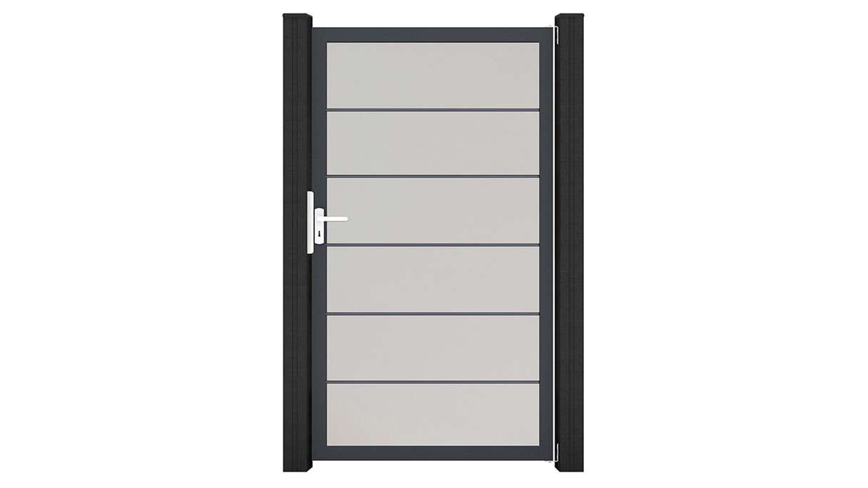 planeo Gardence Simply Premium - Portail universel en PVC blanc avec cadre en aluminium 100 x 180 cm