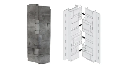 planeo angles de façade pierre stratifiée Basalte - 406 x 149 mm
