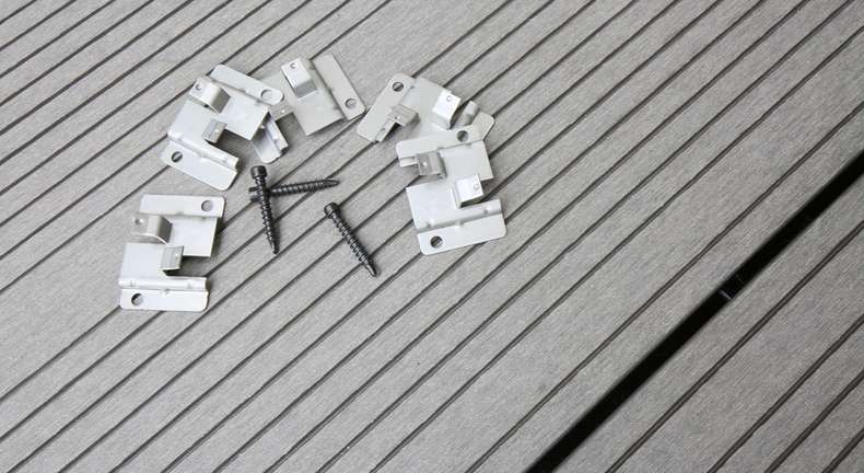 planeo clip de terrasse en acier inoxydable composite Profi 4mm joint - 100 pcs. incl. vis